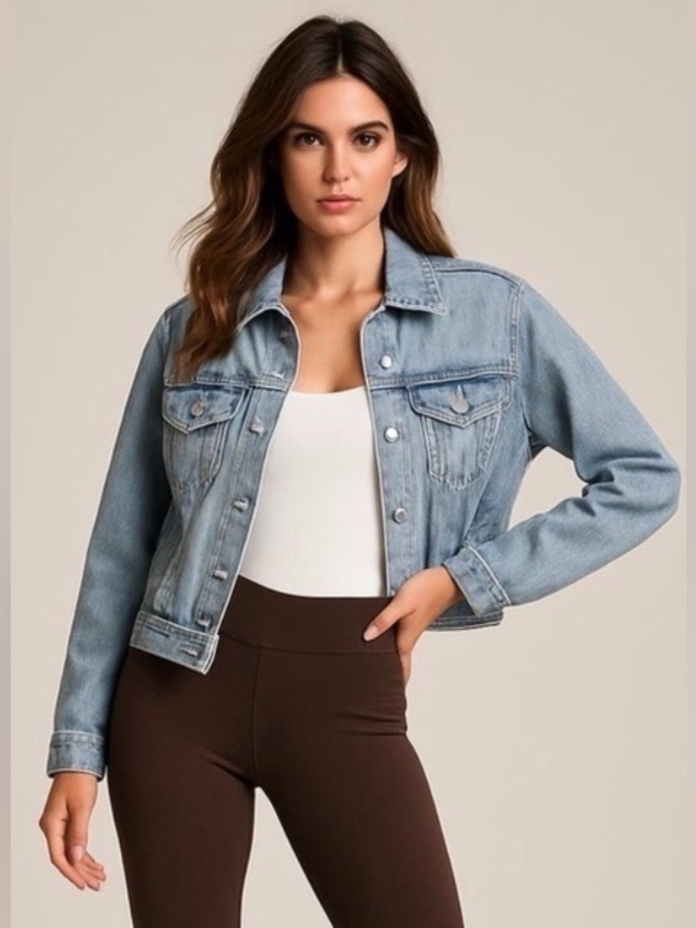 Wild Fable Cropped, Slightly Distressed, Jean Jacket, Light Blue, Size XS, NWT